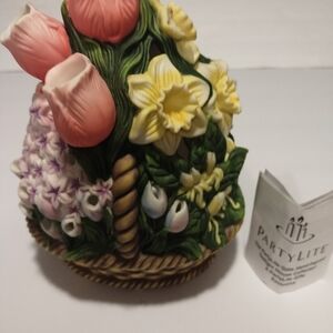 PartyLite Floral Basket Candle Holder